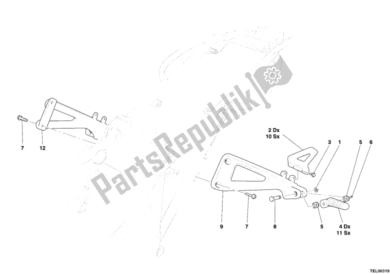 Toutes les pièces pour le Repose-pied Arrière du Ducati Monster S2R 800 Dark USA 2006